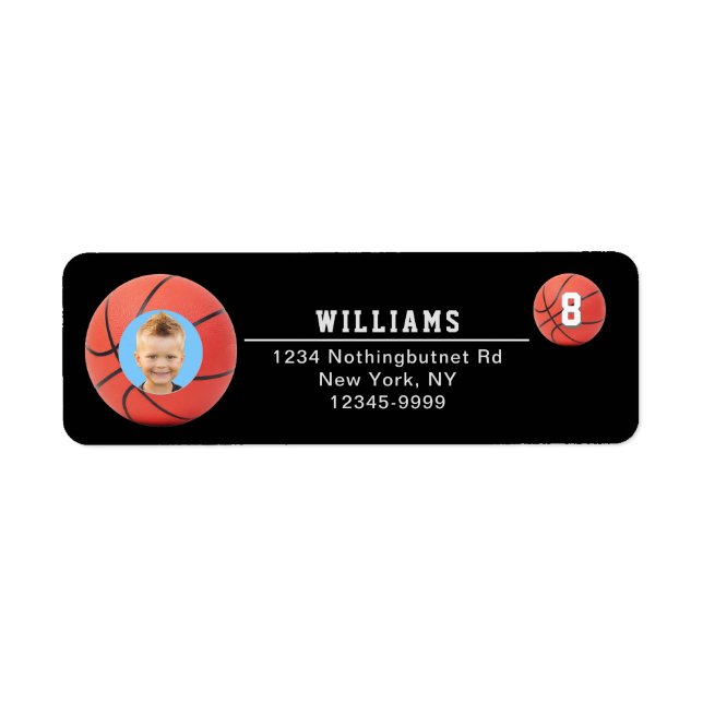 Basketball Custom Photo Return Address Label (Front)