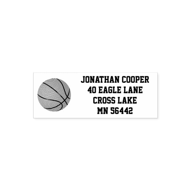Basketball Custom Return Address Self Inking Stamp (Design)