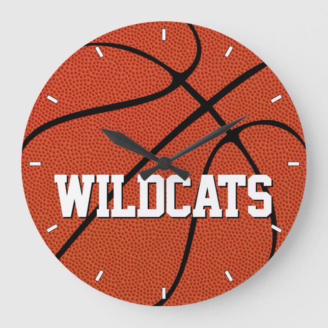 Basketball Custom Team Name or Text Sports Large Clock (Front)