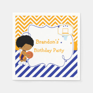 Basketball Cute African American Birthday Party Napkin