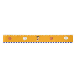 Basketball Cute Brown Hair Boy Satin Ribbon