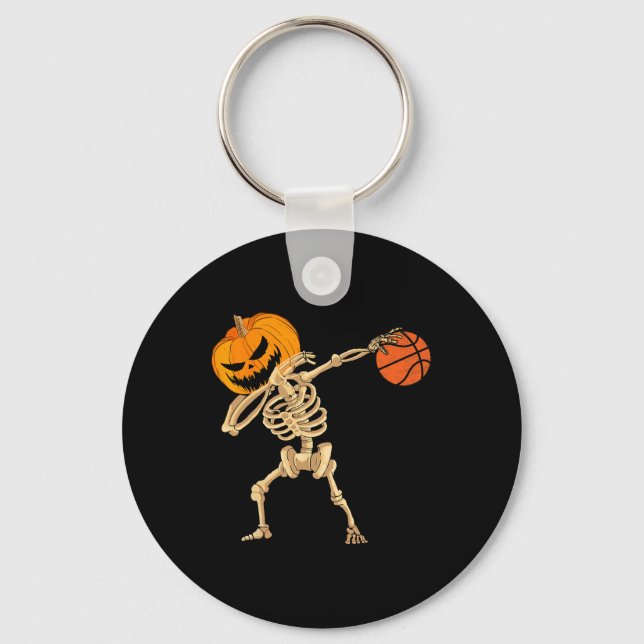Basketball Dabbing Skeleton Men Boys Halloween Bas Key Ring (Front)