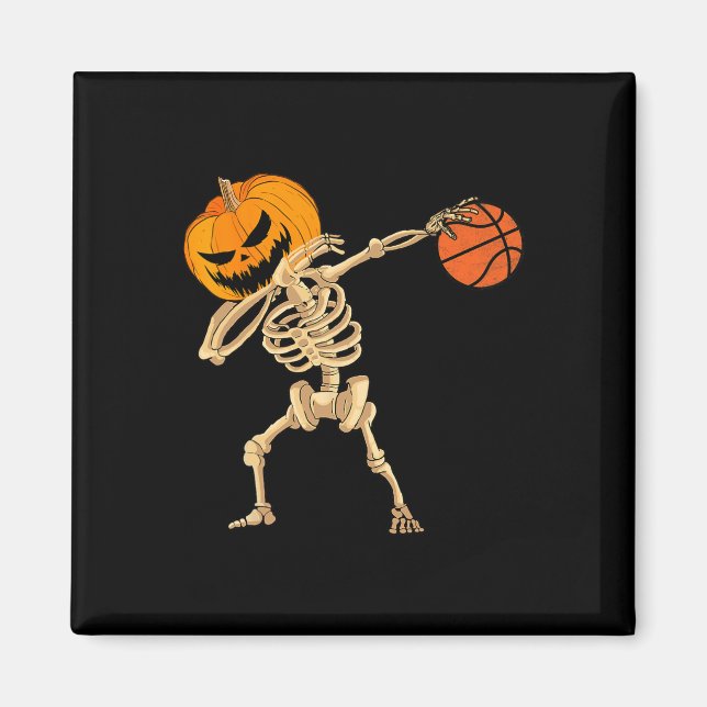 Basketball Dabbing Skeleton Men Boys Halloween Bas Magnet (Front)