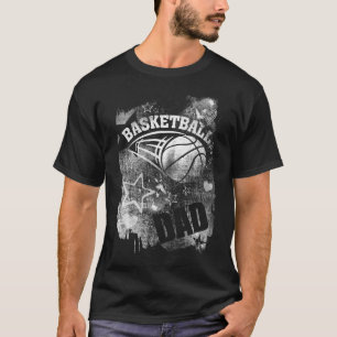 Basketball Dad, Black Grunge Basketball T-Shirt
