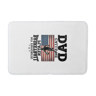 Basketball Dad Patriotic Vintage Engraving T-Shirt Bath Mat
