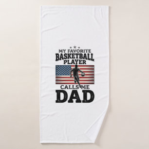 Basketball Dad Patriotic Vintage Engraving T-Shirt Bath Towel