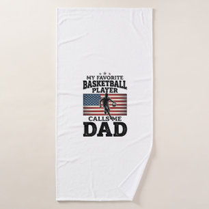 Basketball Dad Patriotic Vintage Engraving T-Shirt Bath Towel