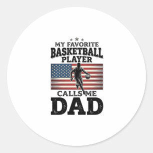 Basketball Dad Patriotic Vintage Engraving T-Shirt Classic Round Sticker