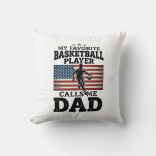 Basketball Dad Patriotic Vintage Engraving T-Shirt Cushion