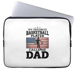 Basketball Dad Patriotic Vintage Engraving T-Shirt Laptop Sleeve