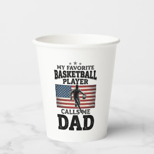 Basketball Dad Patriotic Vintage Engraving T-Shirt Paper Cups