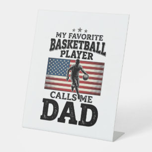 Basketball Dad Patriotic Vintage Engraving T-Shirt Pedestal Sign
