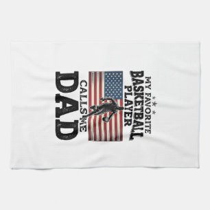Basketball Dad Patriotic Vintage Engraving T-Shirt Tea Towel
