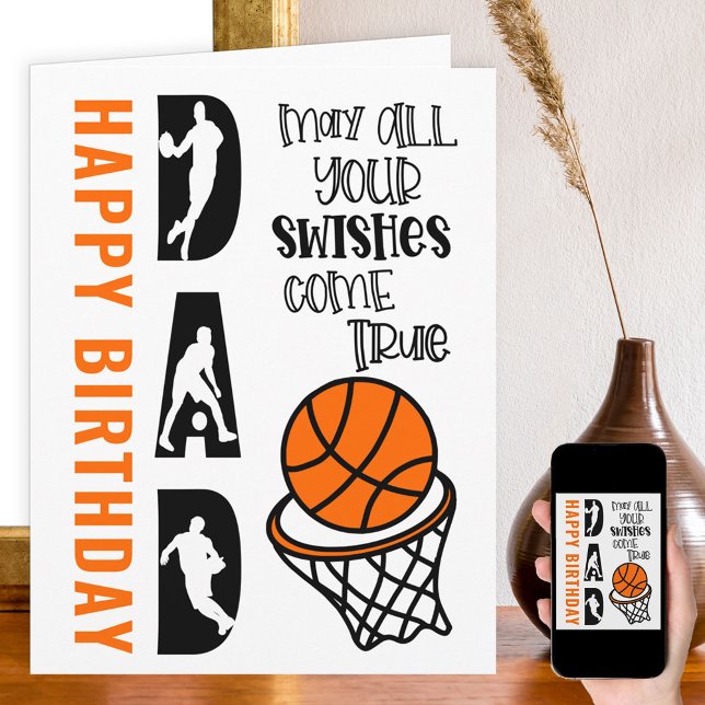 Basketball Dad Swishes come True Funny Birthday Card (Creator Uploaded)