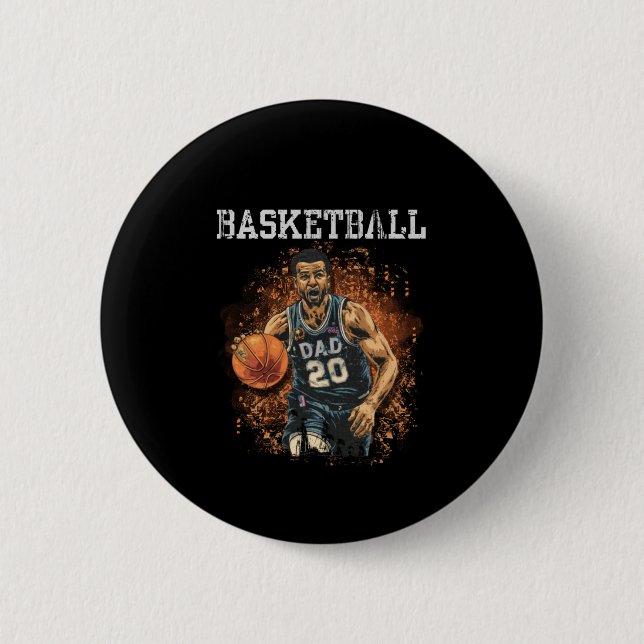 Basketball Dad Vintage  6 Cm Round Badge (Front)