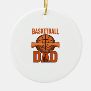Basketball Dad Vintage Engraving Shirt Design_1 Ceramic Tree Decoration