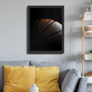 Basketball Dark Textured Minimalist Photo Poster