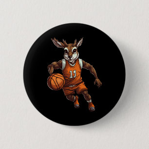 Basketball Deer 6 Cm Round Badge