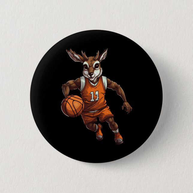 Basketball Deer  6 Cm Round Badge (Front)