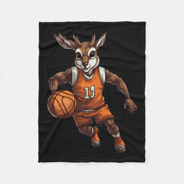 Basketball Deer  Fleece Blanket (Front)