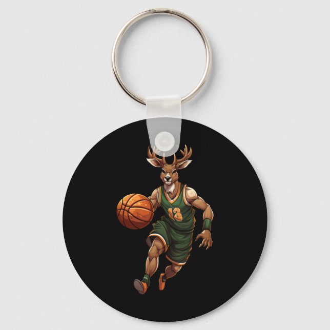 Basketball Deer  Key Ring (Front)