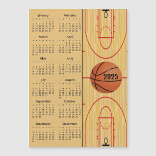 Basketball Design 2025 Calendar Magnetic Card