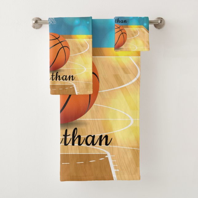 Basketball Design Bath Towel Set (Insitu)