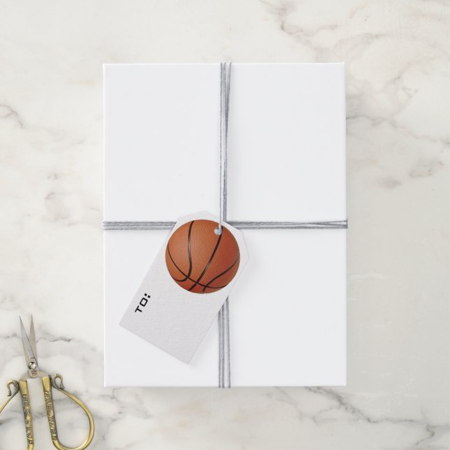Basketball Design Gift Tag (With Twine)