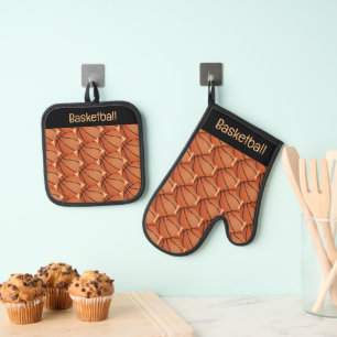 Basketball Design Oven Mitt and Pot Holders Oven Mitt & Pot Holder Set