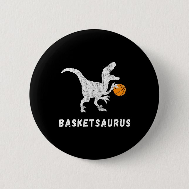 Basketball Dinosaur Baller T-rex Dino Playing Bask 6 Cm Round Badge (Front)