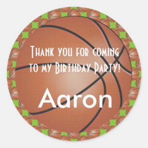 Basketball DIY Background Colour Birthday Classic Round Sticker