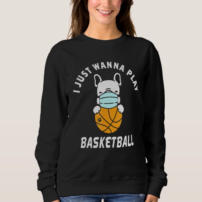 Basketball Dog Face Mask Basketball French Bulldog Sweatshirt (Front)