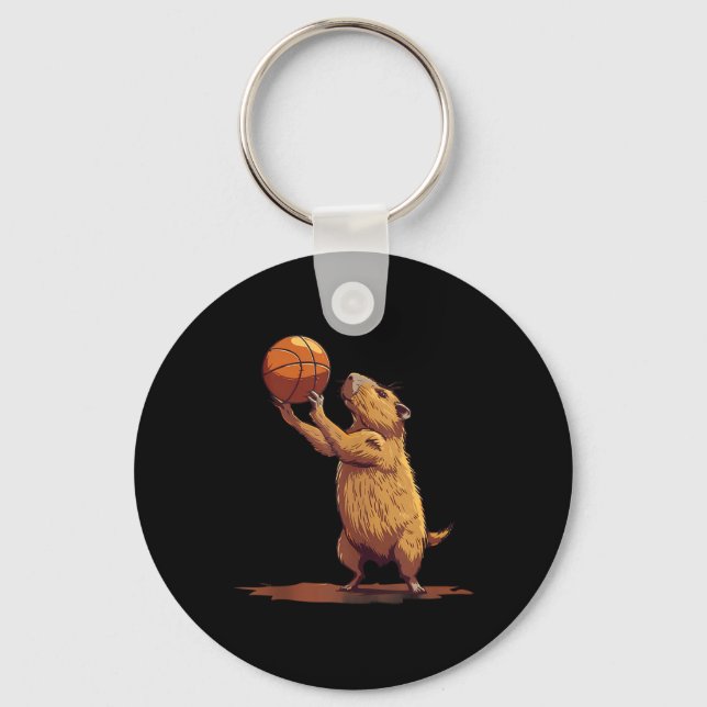 Basketball Drawing Basketball Lover Capybara Anima Key Ring (Front)