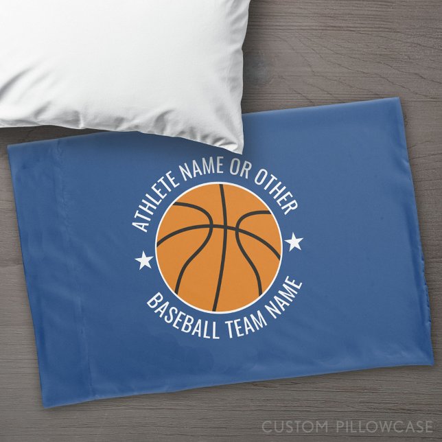 Basketball Drawing - Team and Athlete Name modern Pillowcase (Custom Pillowcase)