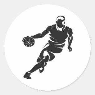 Basketball Dribbling  Classic Round Sticker