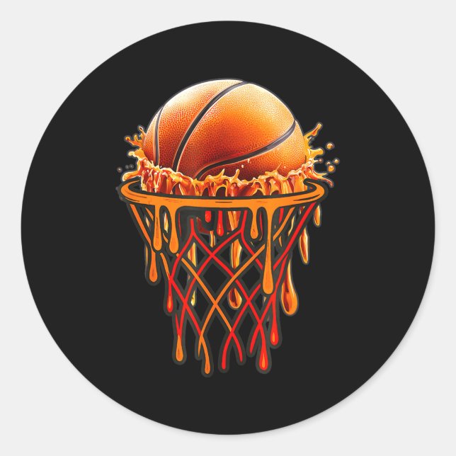 Basketball Drip Graphic, Basketball Funny Bruh Gif Classic Round Sticker (Front)