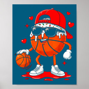 Basketball drip ice cream sunglasses boys kids poster