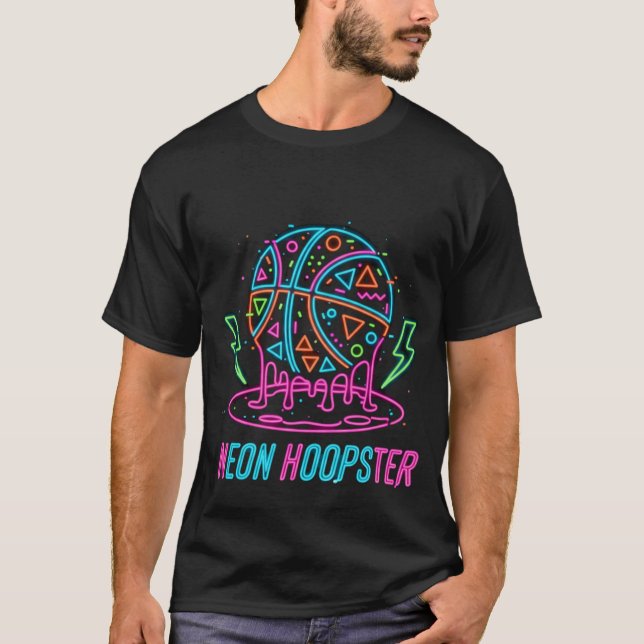 Basketball Drip Neon Basketball Graphics  T-Shirt (Front)