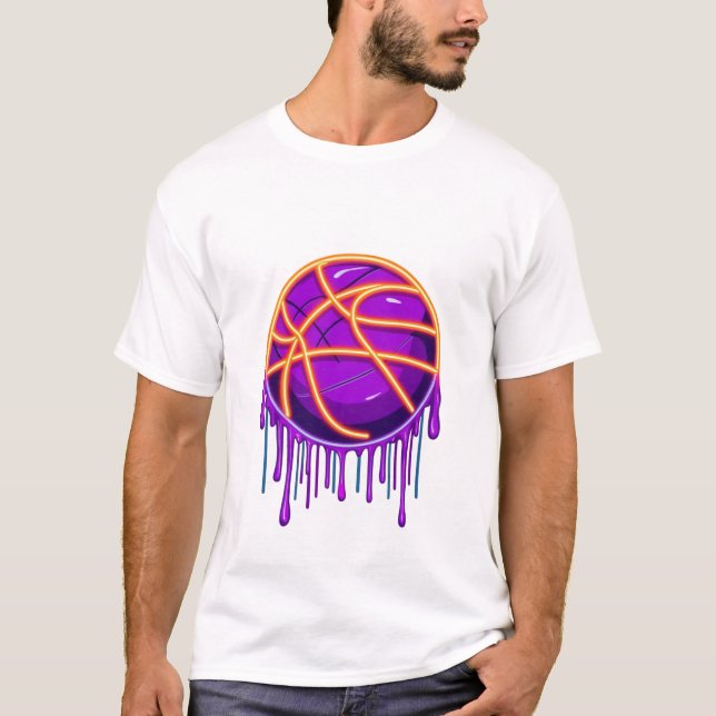 Basketball Drip Neon Basketball Graphics  T-Shirt (Front)