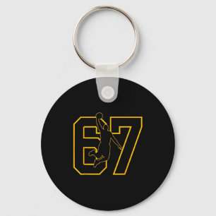Basketball Drip Number 67 Basketball Player  Key Ring