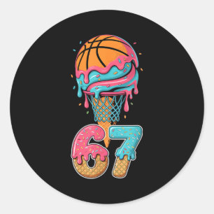 Basketball Drip Number 67 Player 67th Birthday Ice Classic Round Sticker