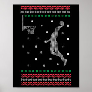 Basketball Dunking Christmas Cool Sport Ugly X-mas Poster