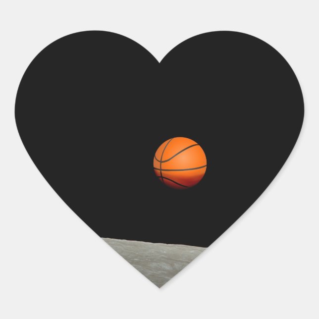 basketball earth from moon space universe heart sticker (Front)