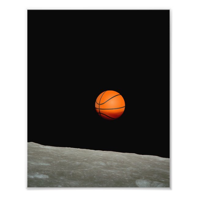 basketball earth from moon space universe photo print (Front)