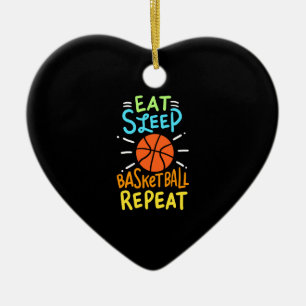 Basketball - Eat Sleep Basketball Repeat Ceramic Tree Decoration