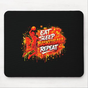 Basketball Eat Sleep Win Repeat Illustration Mouse Pad