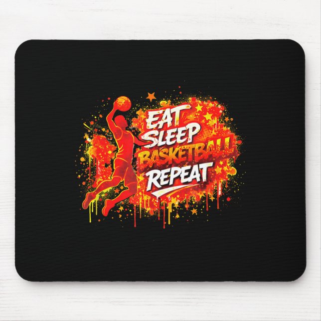 Basketball Eat Sleep Win Repeat Illustration Mouse Pad (Front)