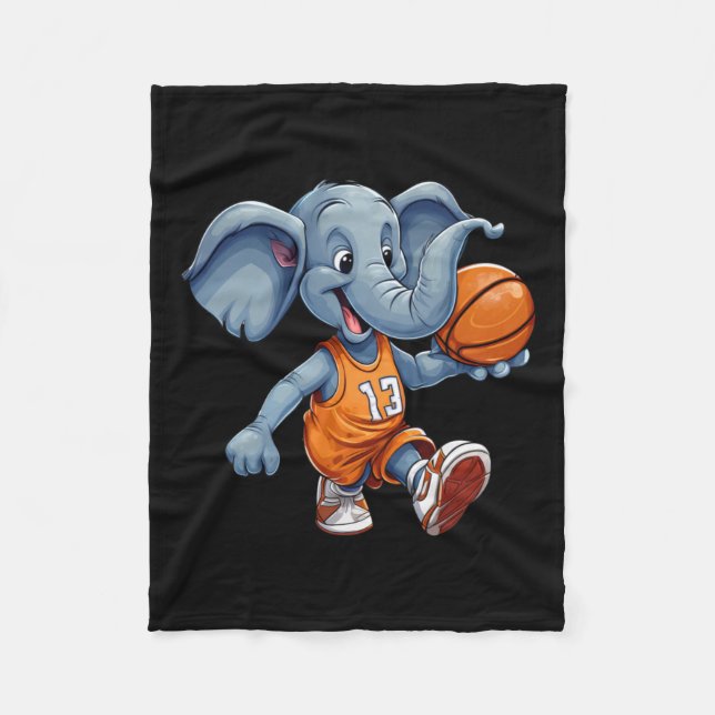 Basketball Elephant  Fleece Blanket (Front)