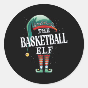 Basketball Elf Christmas Group Xmas Pajama Party  Classic Round Sticker