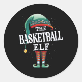 Basketball Elf Christmas Group Xmas Pajama Party Classic Round Sticker